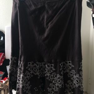 dark brown past the knees skirt.